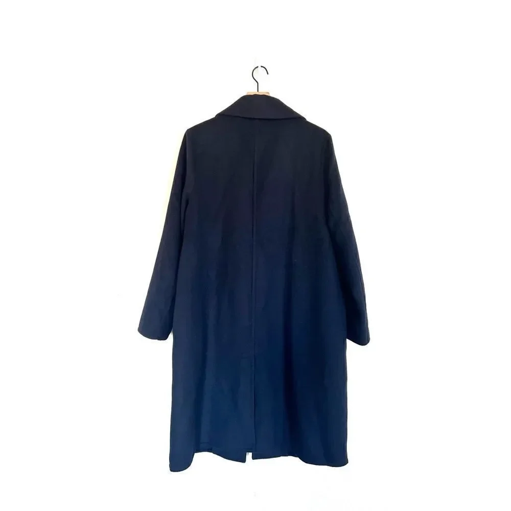 Vince single-breasted fitted wool blend coat Navy